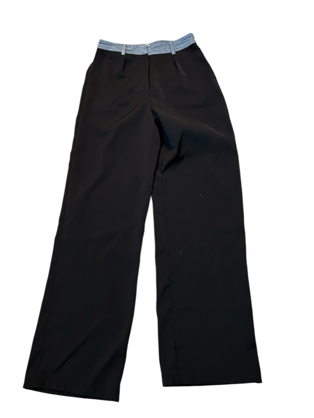 Rivir Black Wide-Leg Trousers with Contrast Waistband